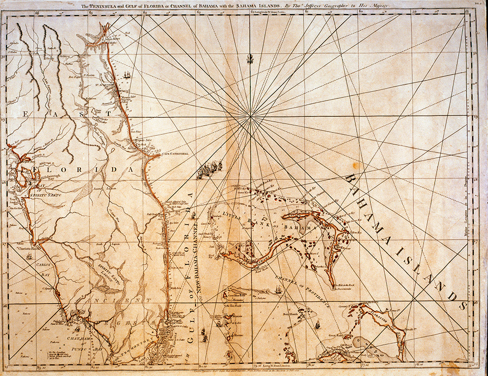 The Peninsula and Gulf of Florida or Channel Bahamas with the Bahama Islands