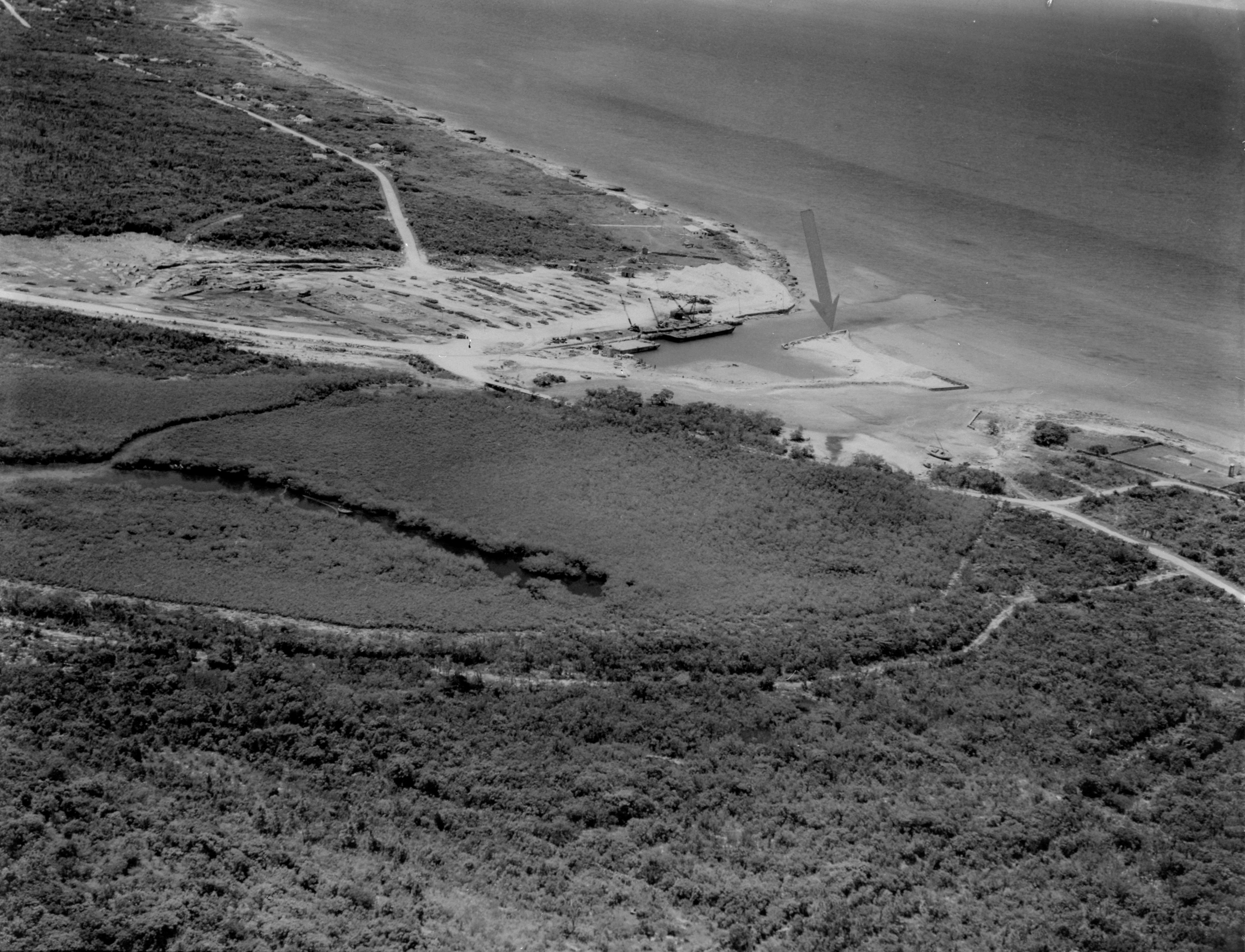 Aerial view of Hawksbill Creek, July 15, 1955