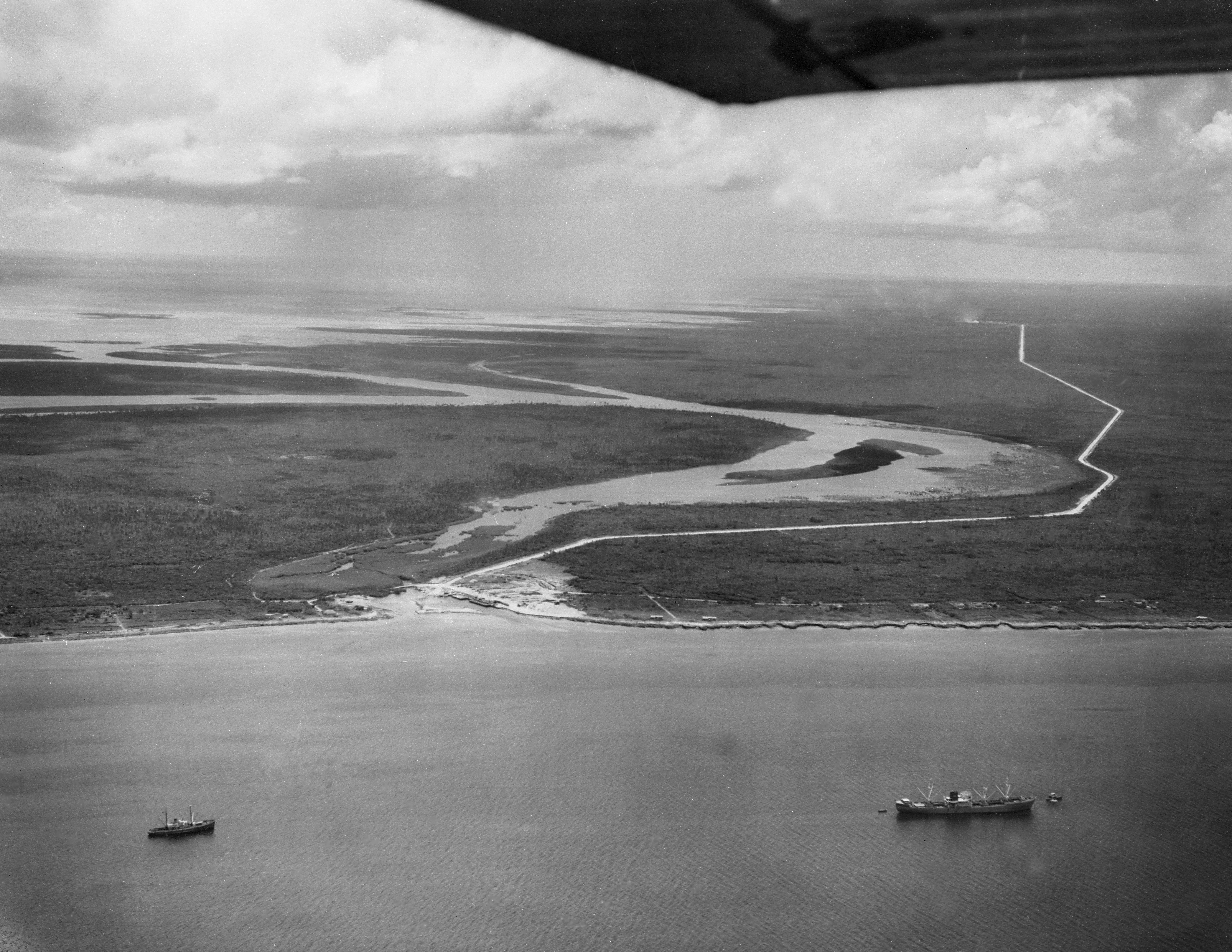 Aerial view of Grand Bahama, July 1955