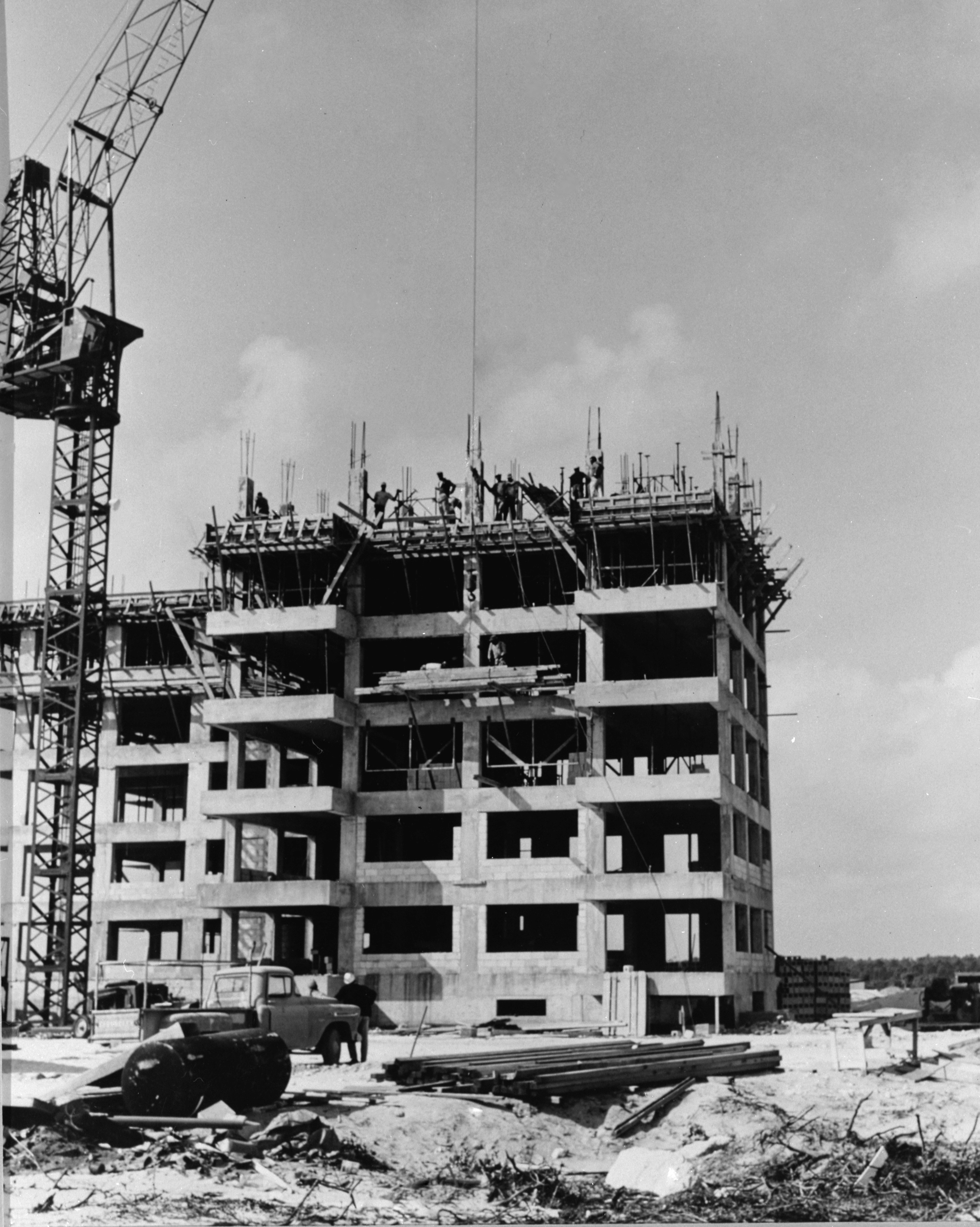 Riviera Towers under construction, 1964