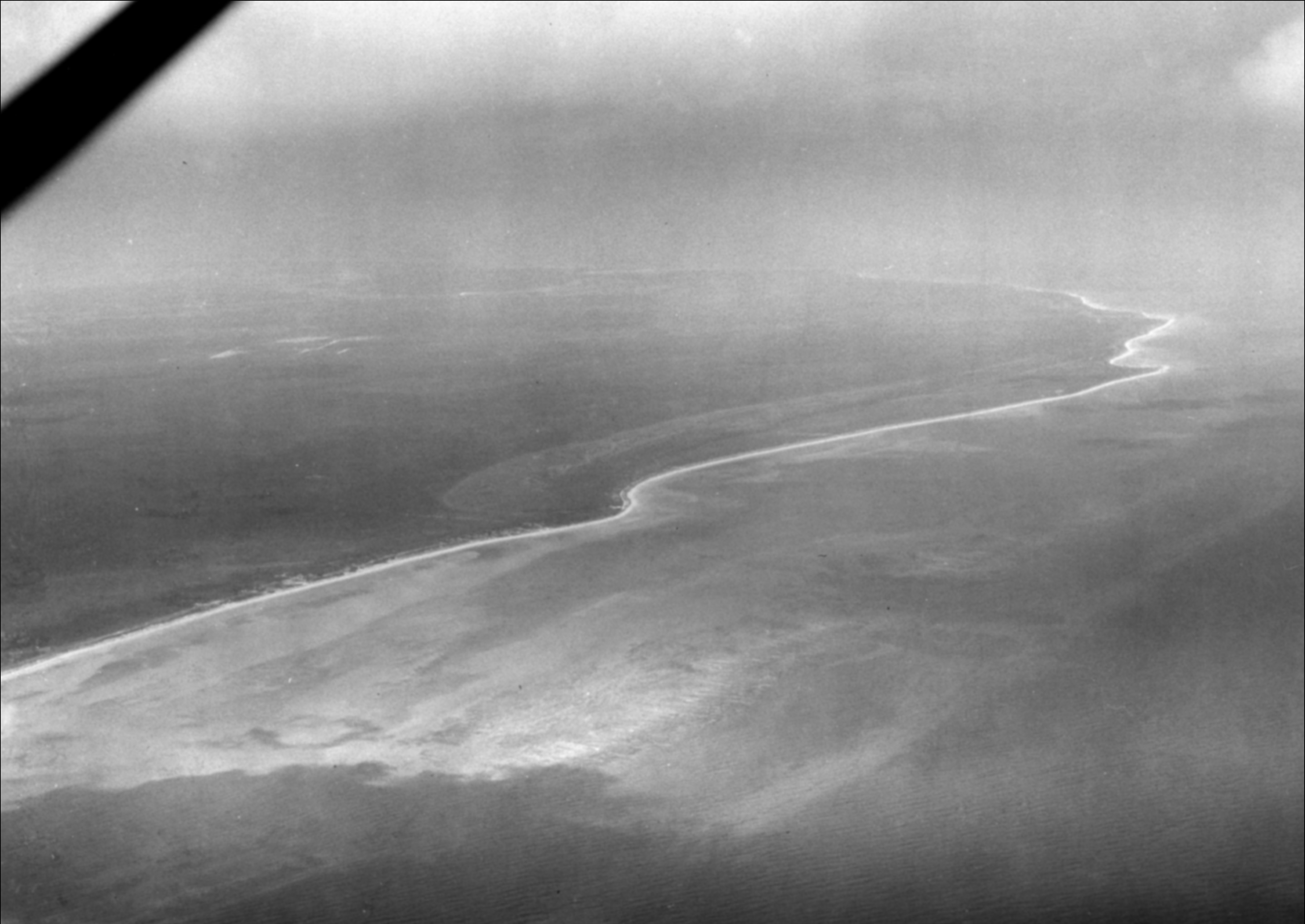 Aerial view looking due west over Smith's Point, 1957