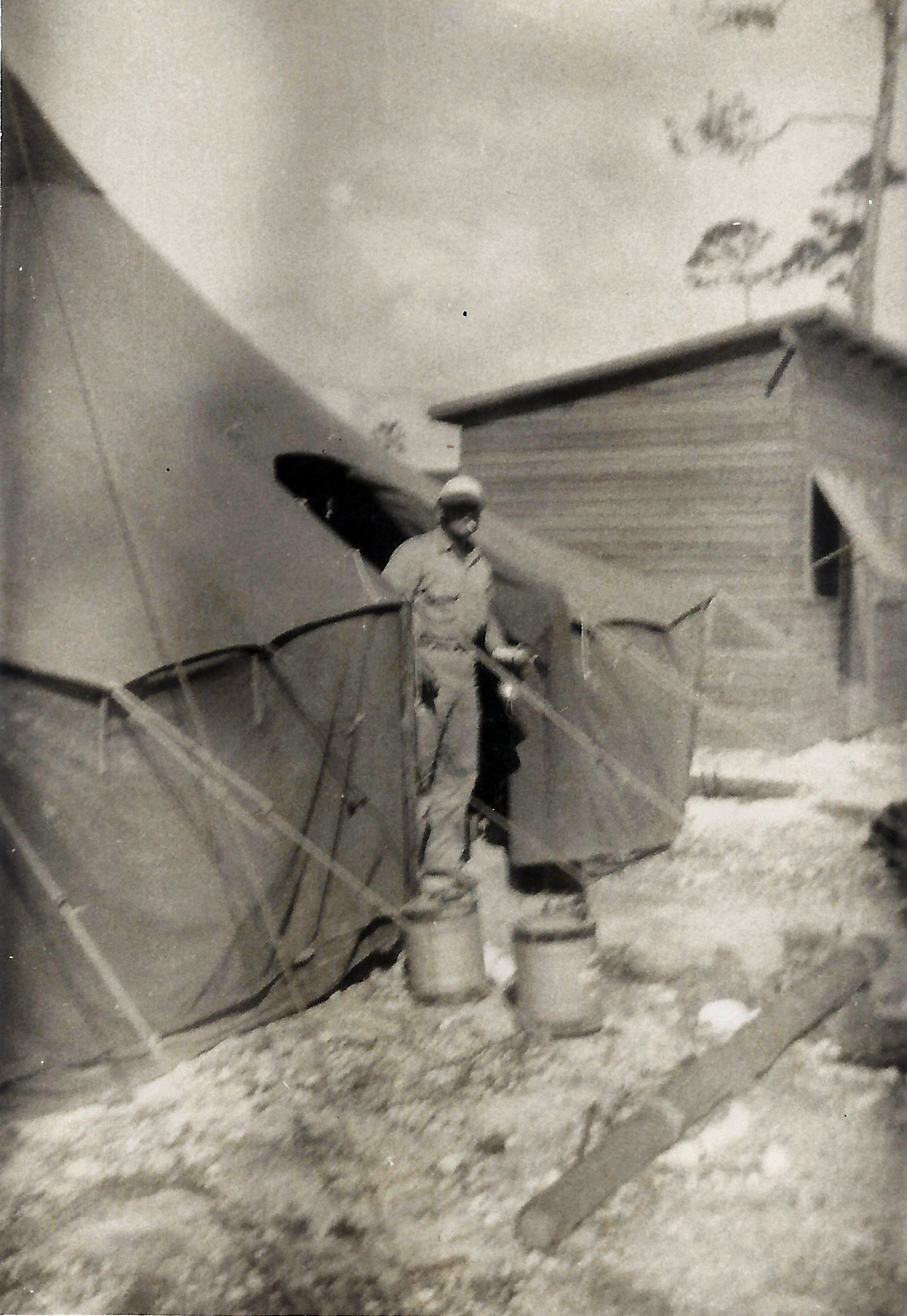 Housing at construction site of U.S. missile base at Gold Rock Creek, 1950's