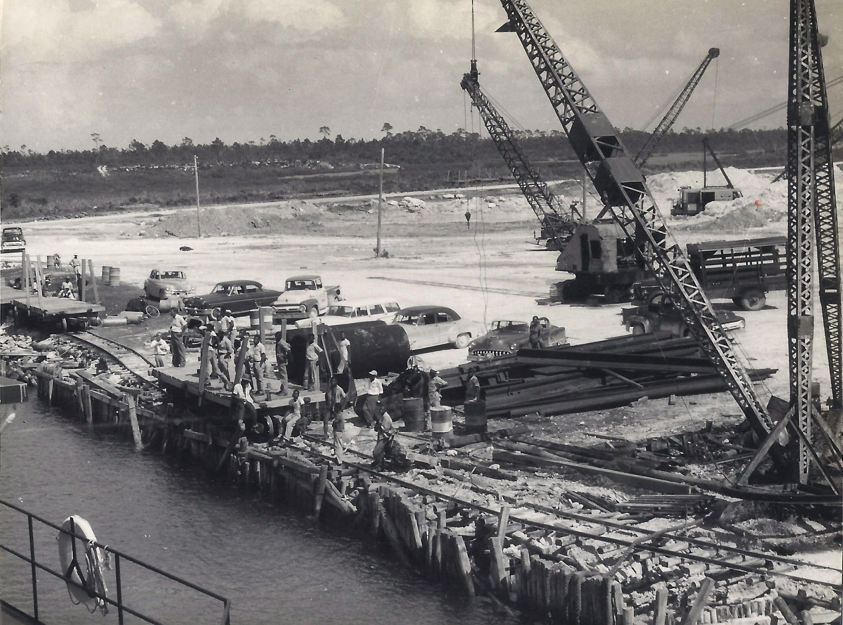 Loading dock at early Freeport Harbour, 1950's