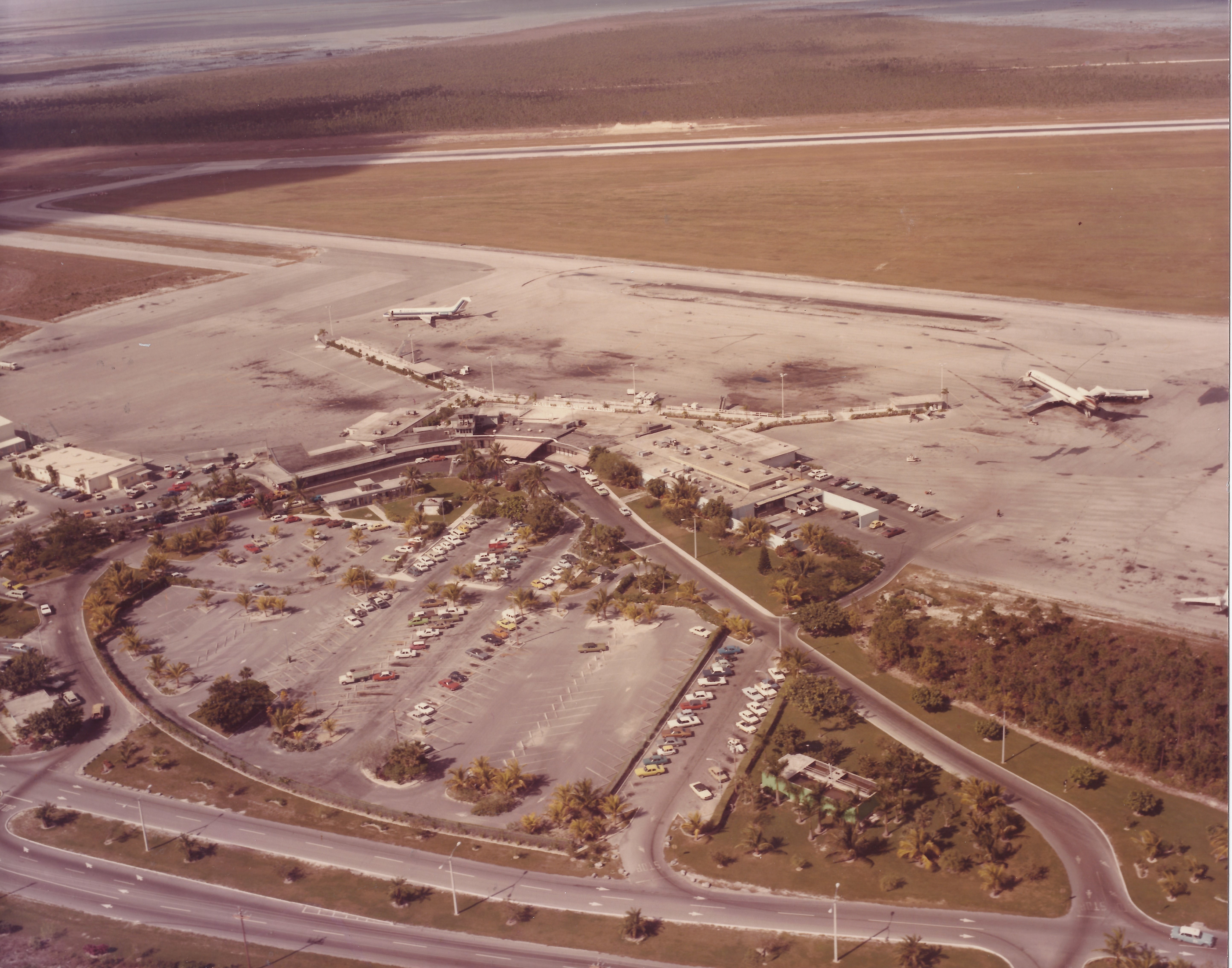 Aerial view of Freeport Airport, 1960's