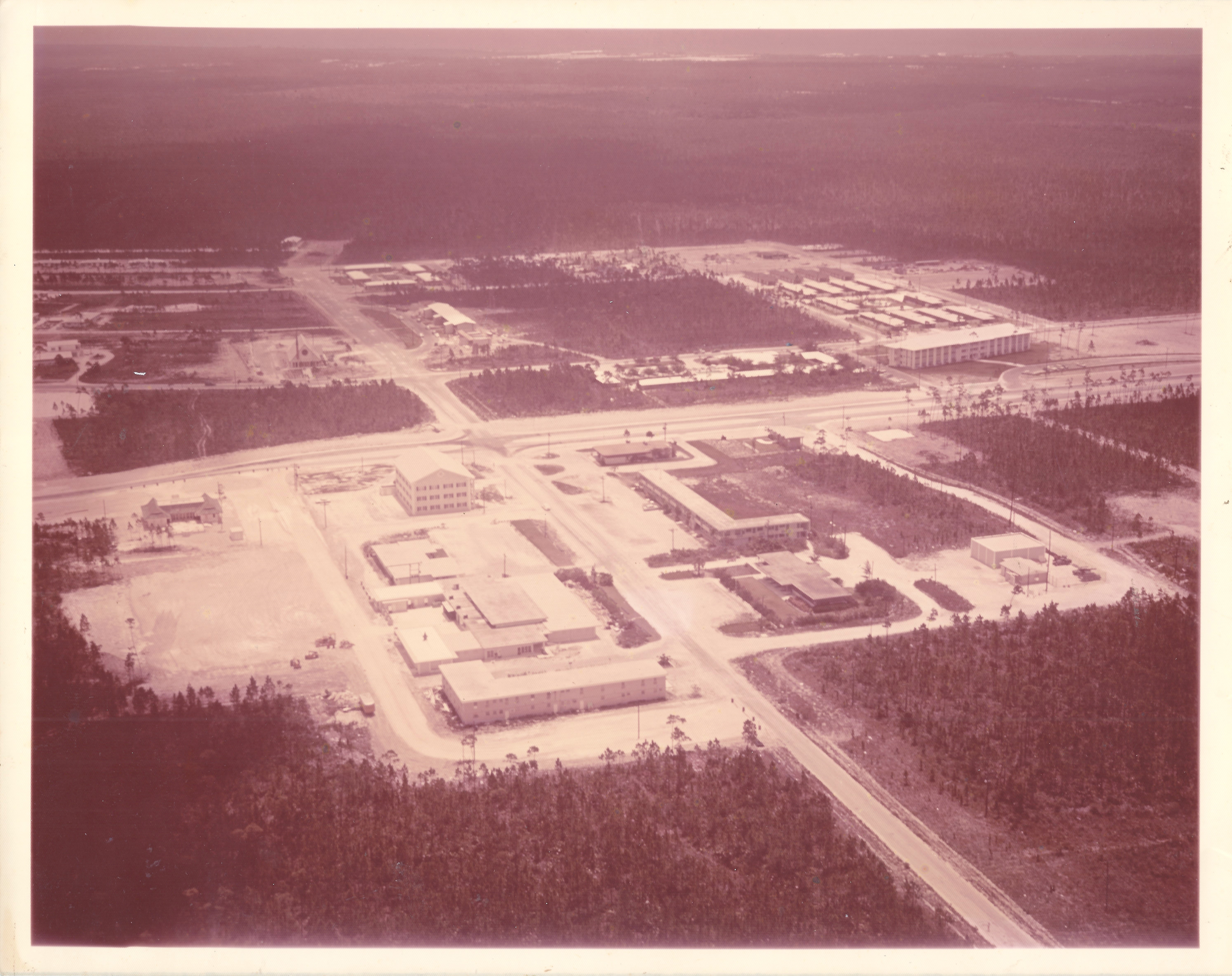 Aerial view of downtown Freeport, late 1960's