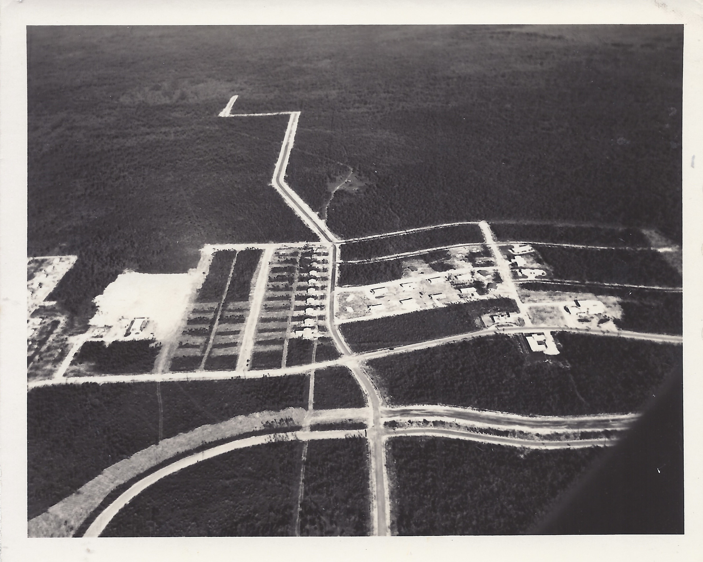 Aerial view of downtown Freeport, late 1950's