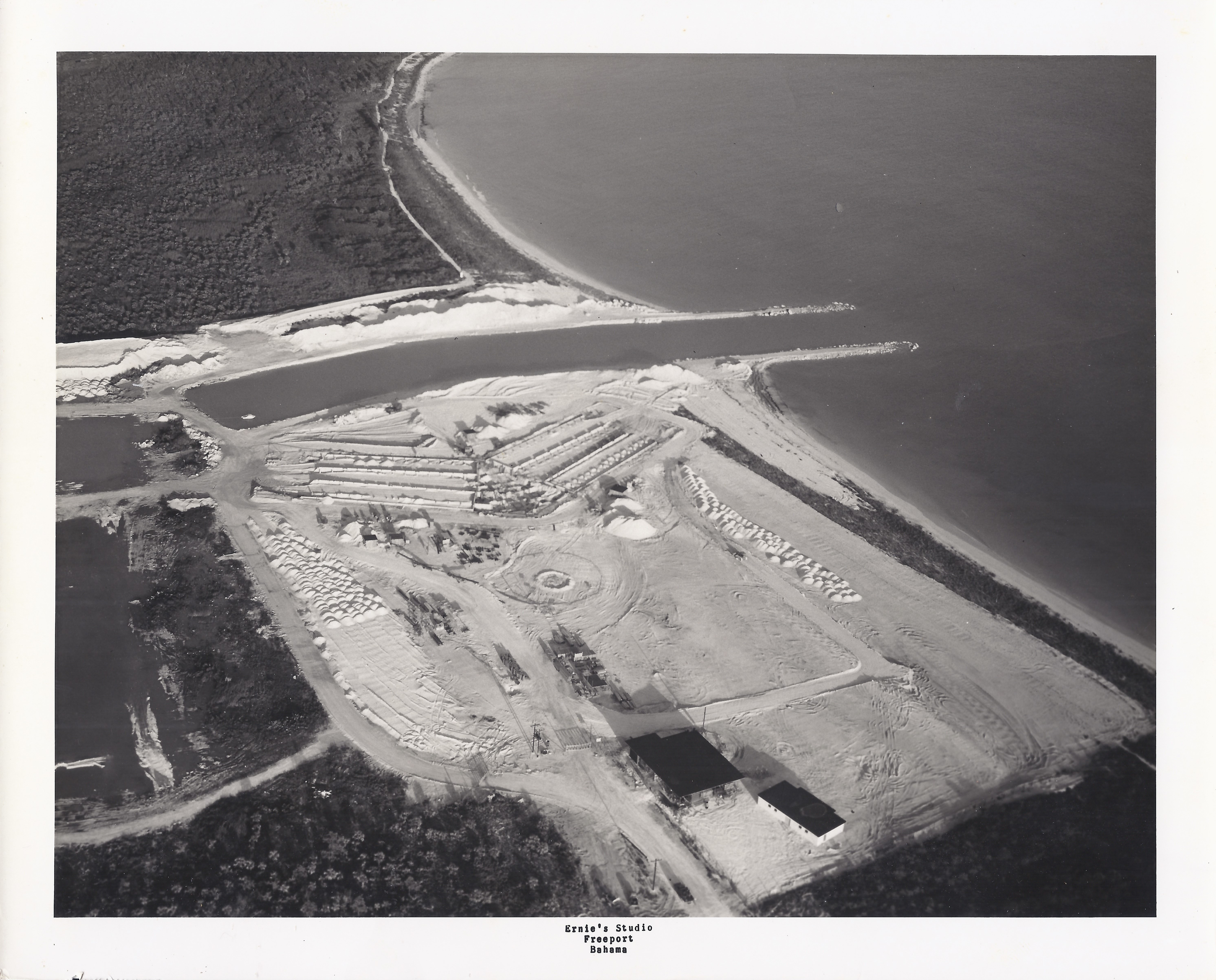 Aerial view of Lucayan Beach Hotel under construction, 1960's