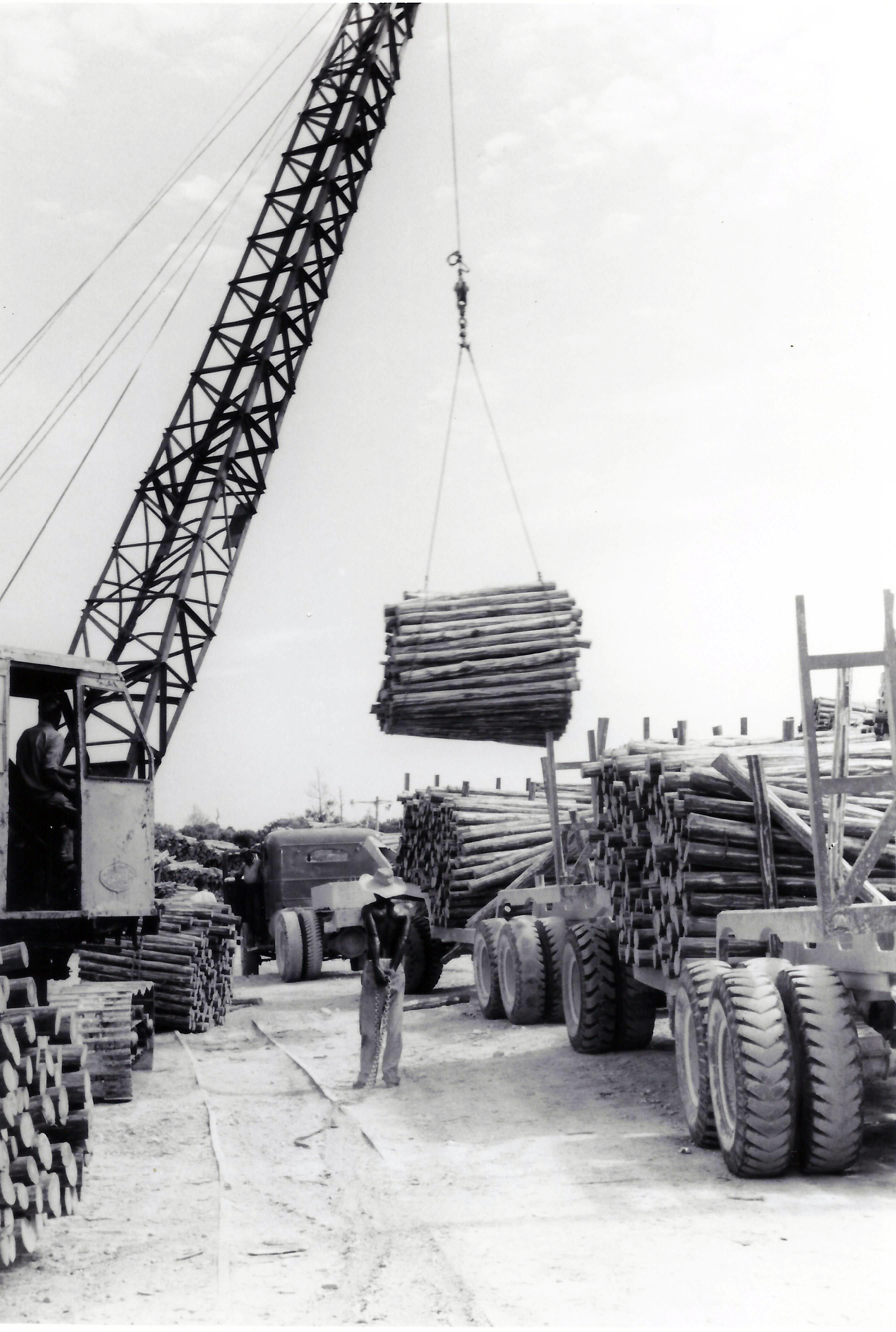 Loading of lumber at Pine Ridge, 1950's