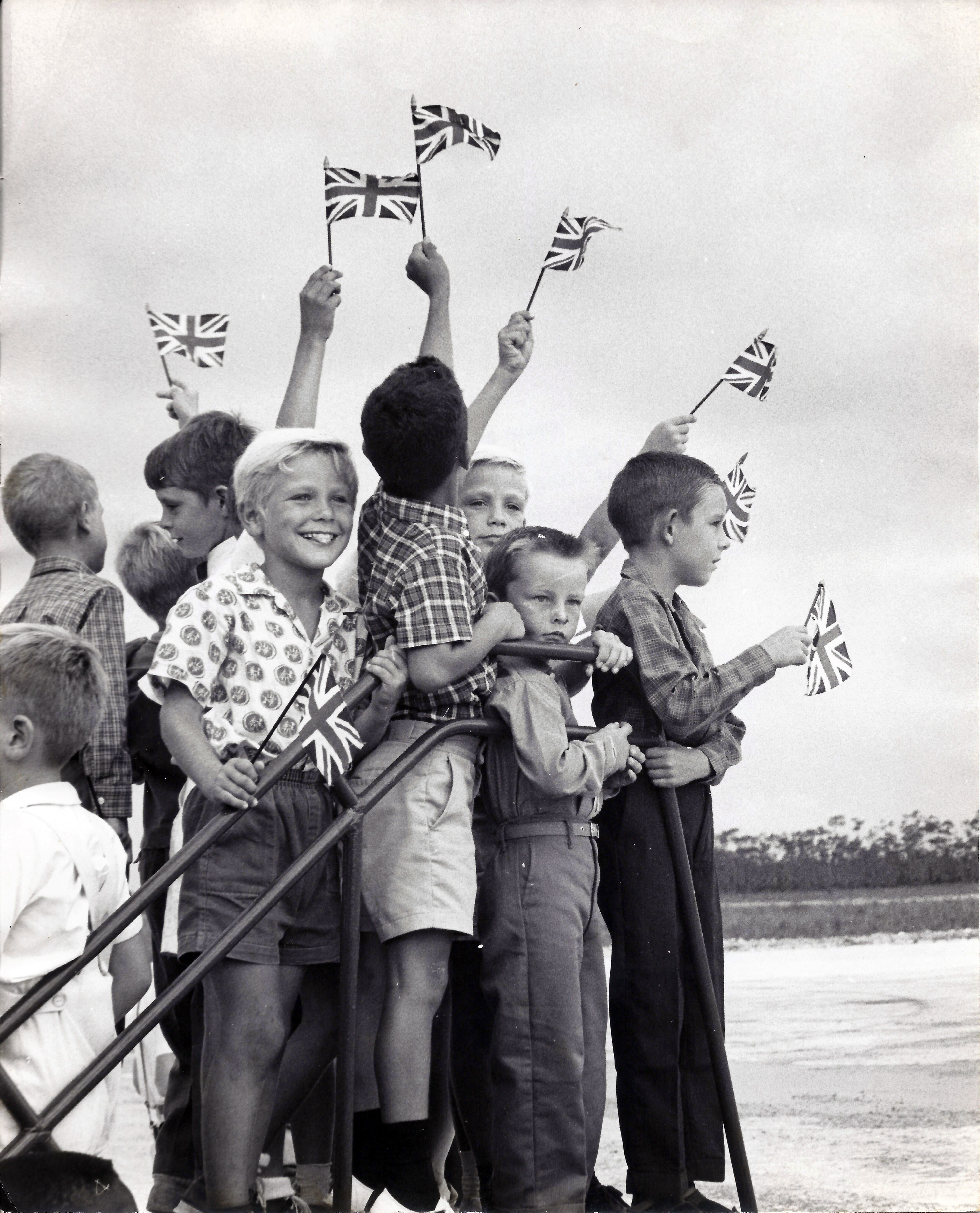 Arrival of the first British Air flight at early Freeport International Airport, 1960's