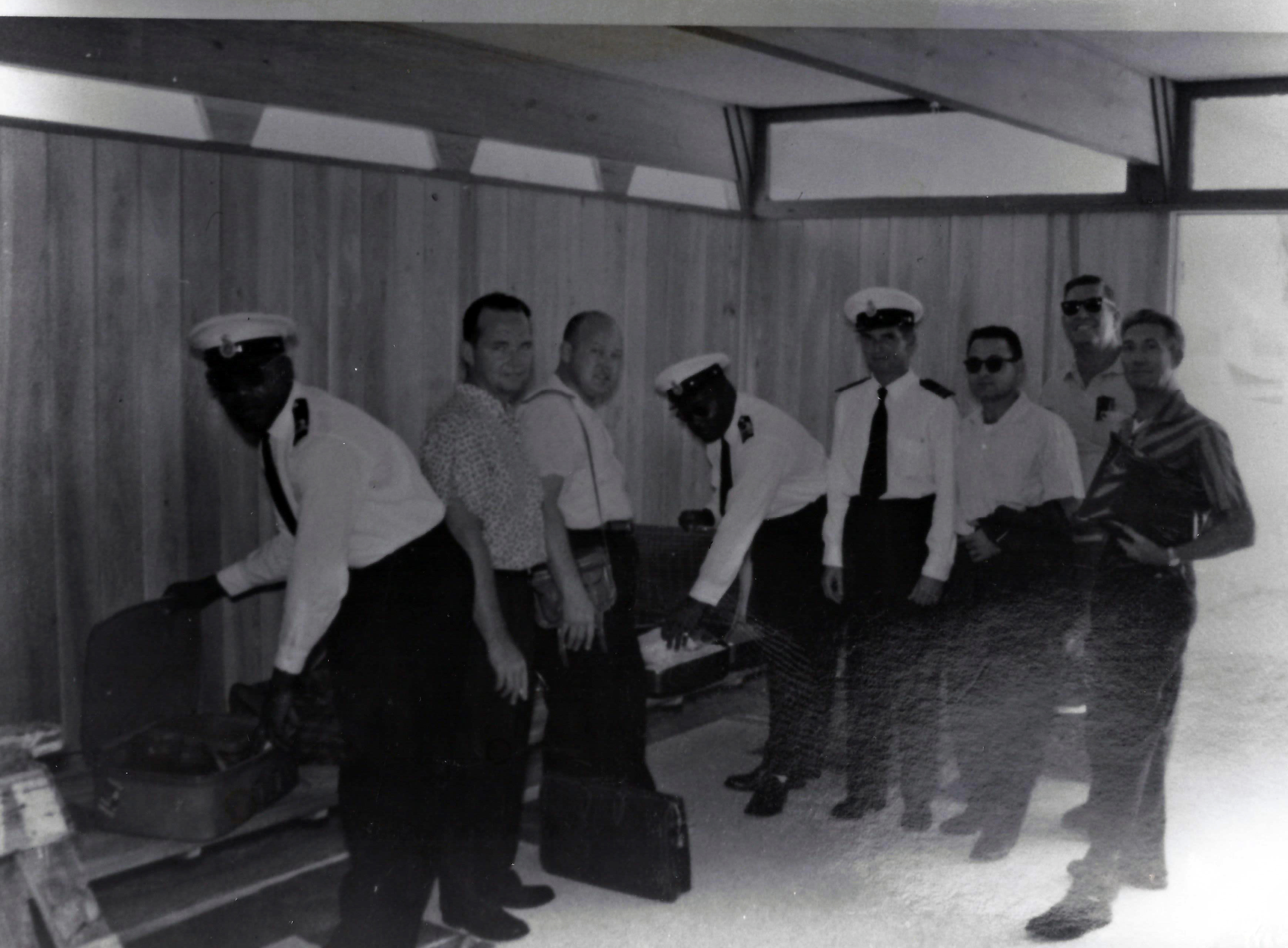 Bahamas Customs inspection at the airport, early 1960's