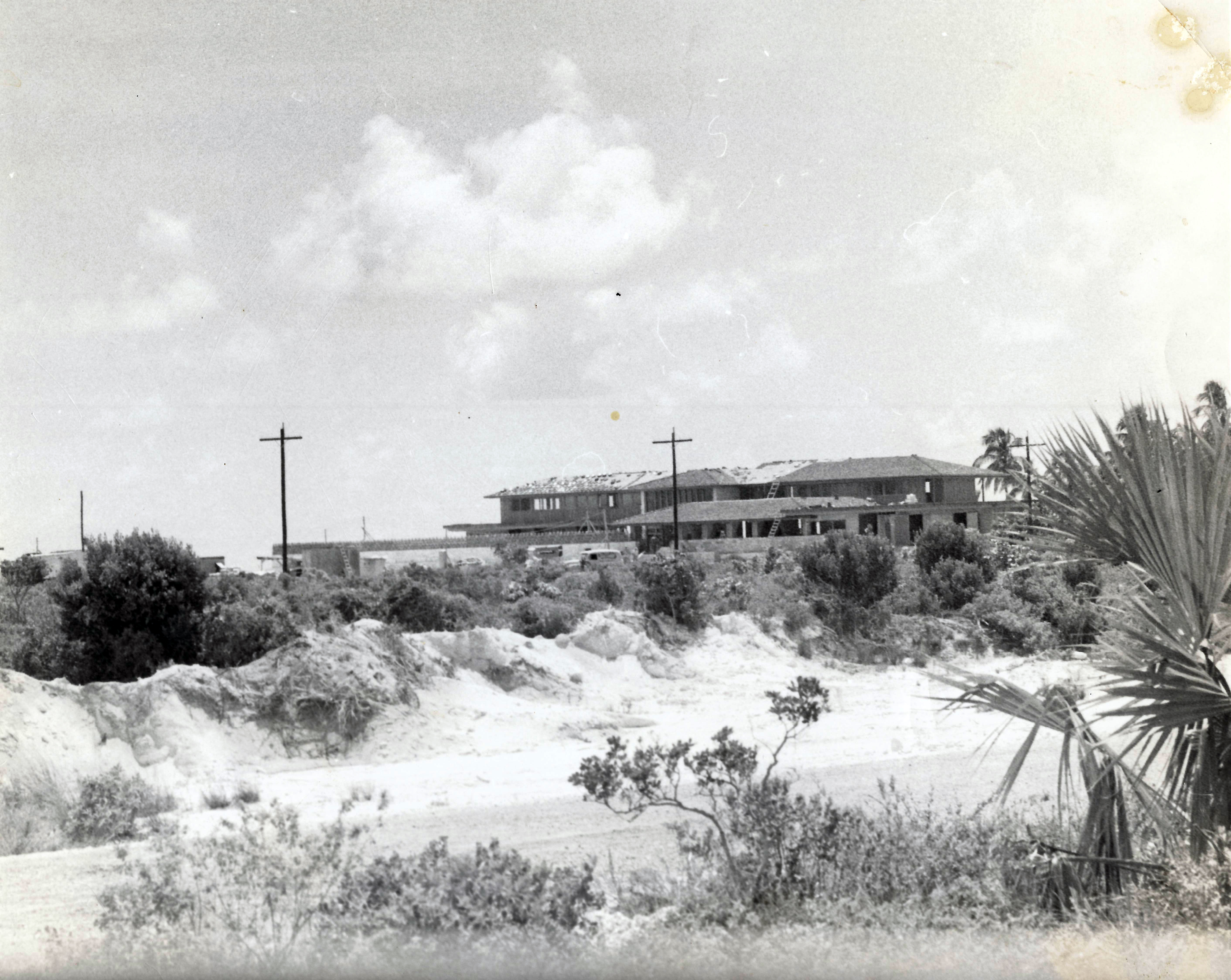 Wallace Groves' home under construction on Lucayan Beach, 1960's