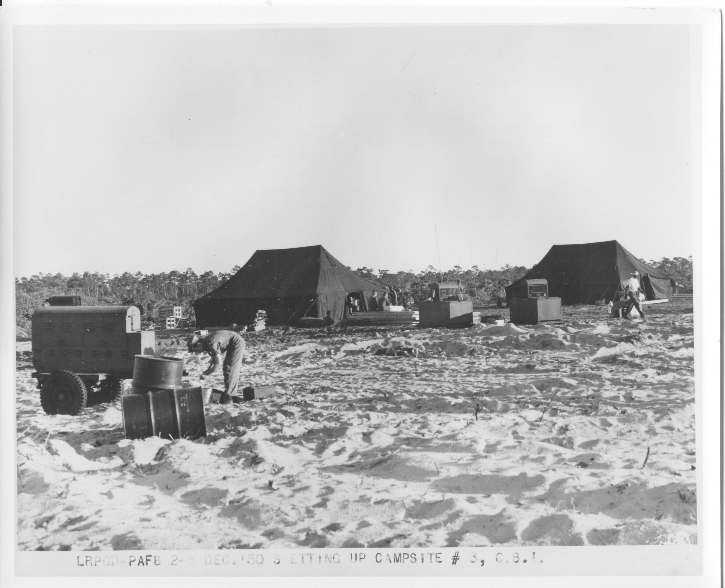 Camp site at Missile Base at Gold Rock Creek, 1950