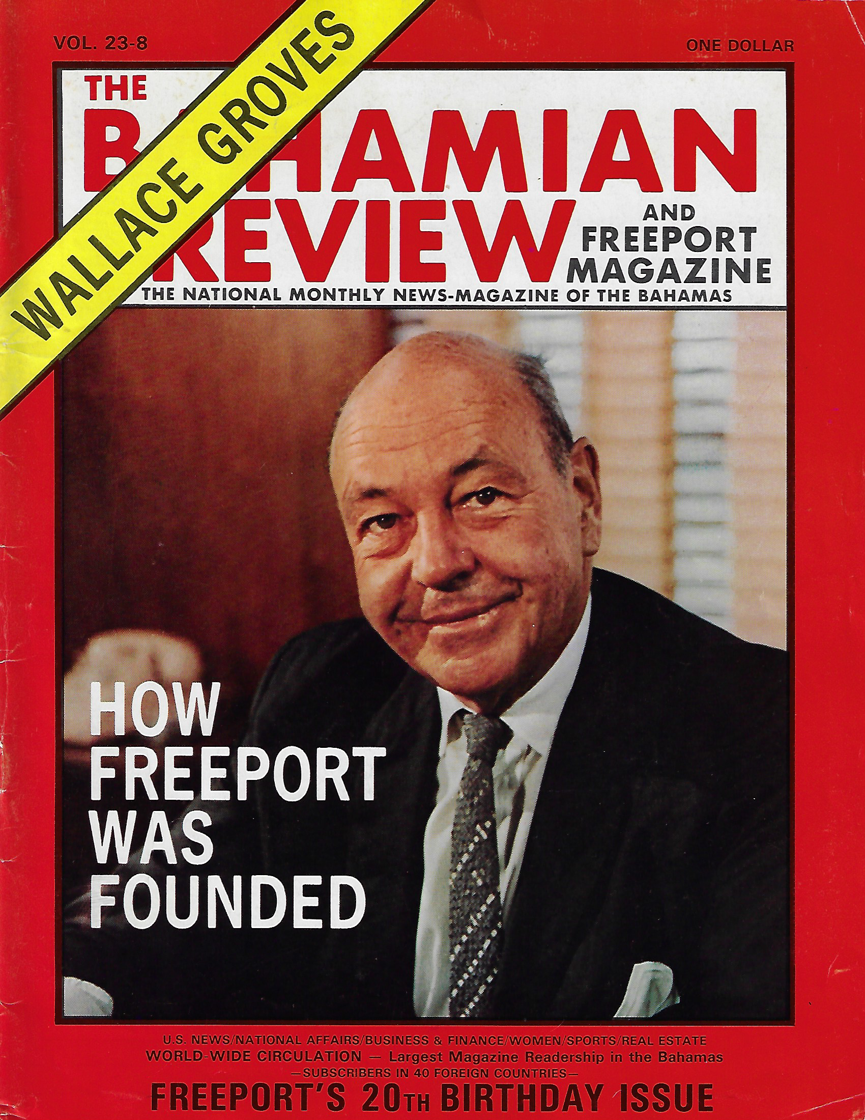 Wallace Groves - The Bahamian Review - Vol. 23 No. 8 - Cover - August-September 1975