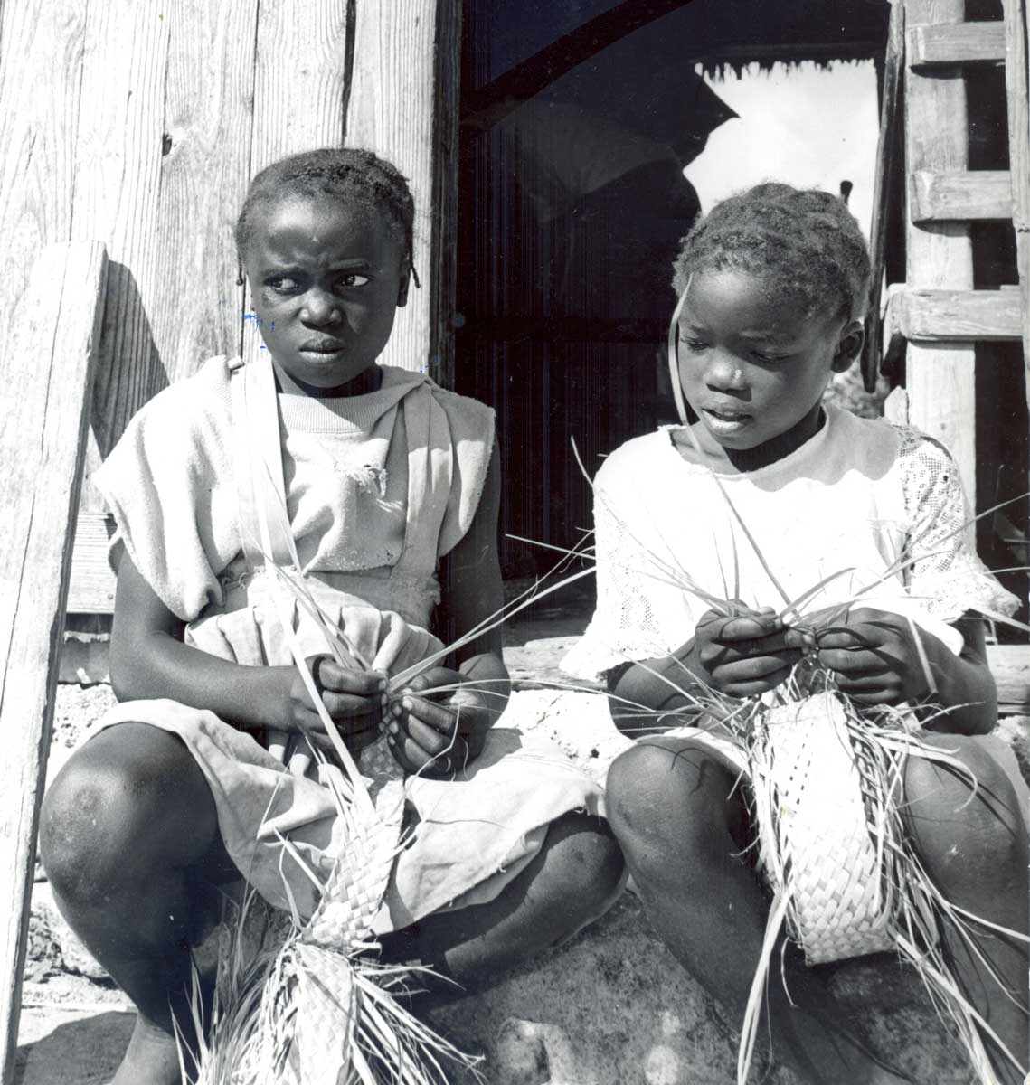 Children Plaiting Straw