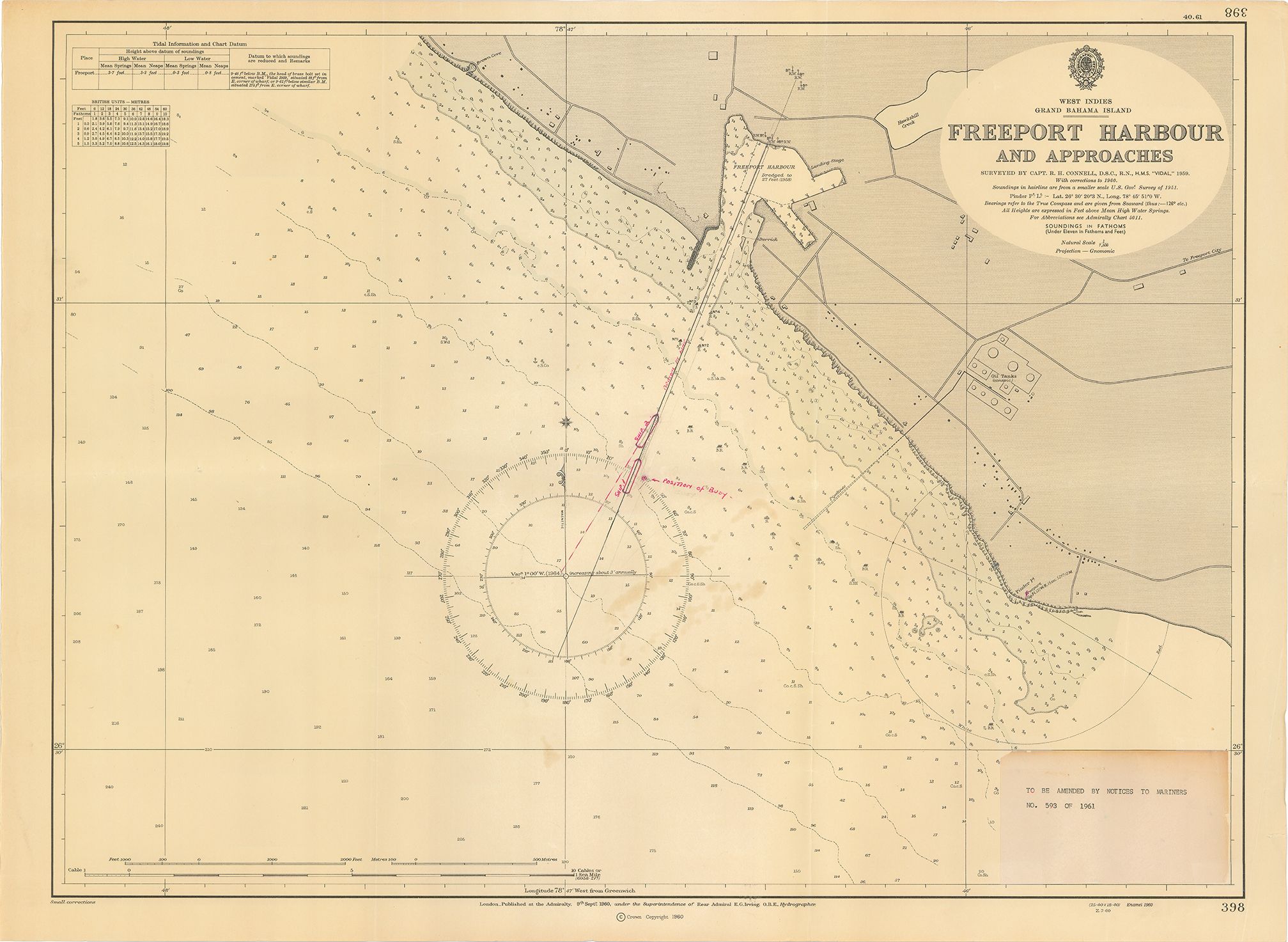 1961 Chart - Freeport Harbour and Approaches