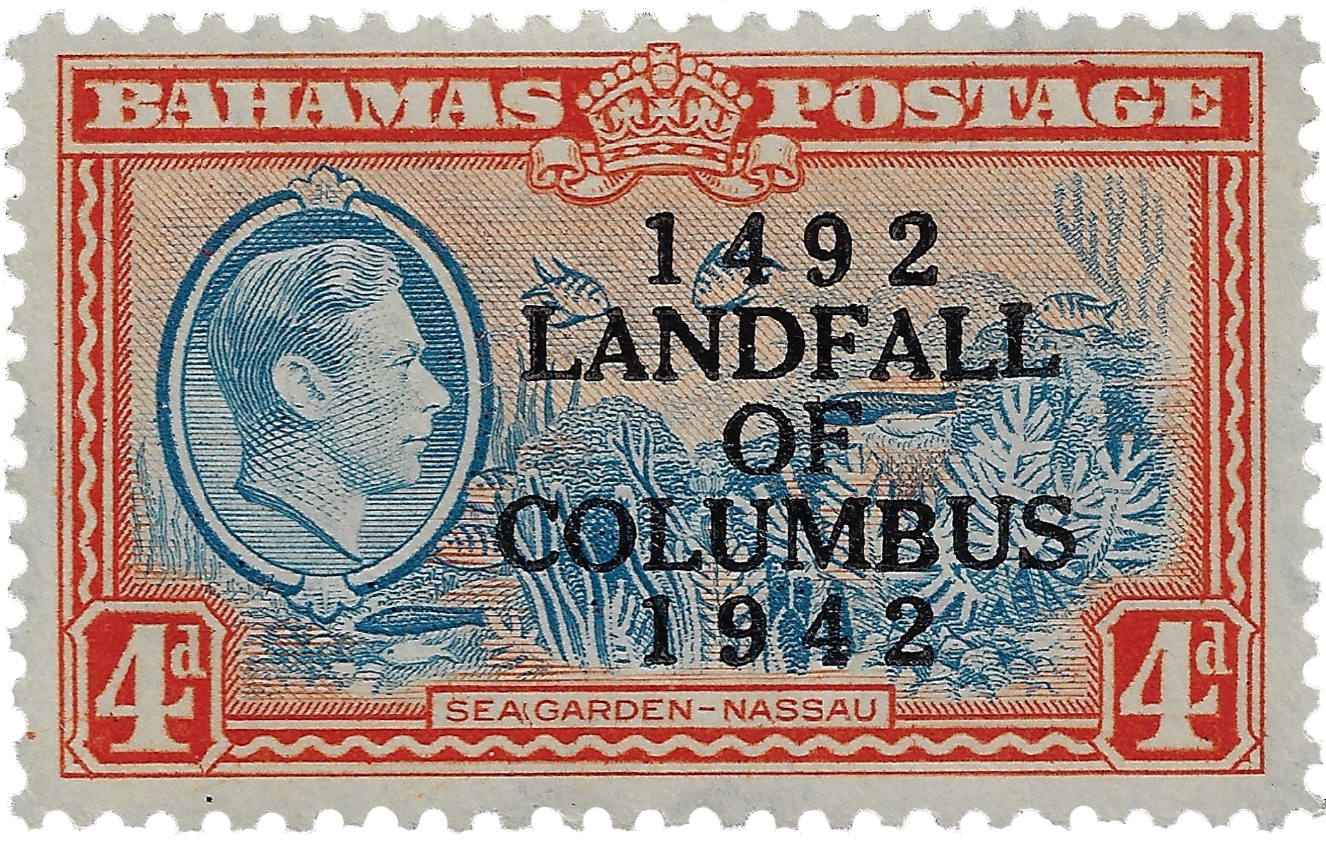 4d 1942, Four Dollars, Sea Garden-Nassau, 1492 Landfall of Columbus