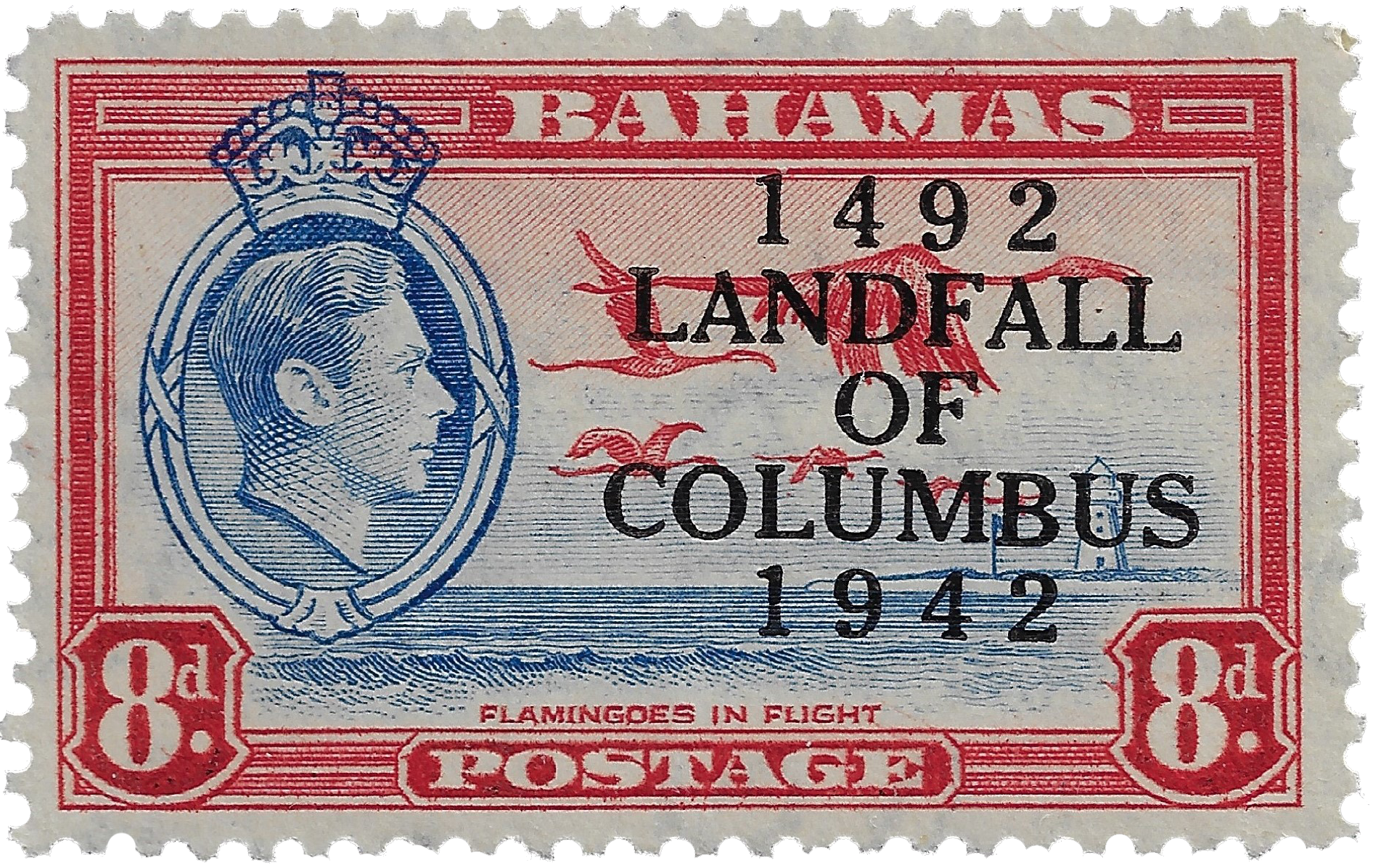 8d 1942, Eight Dollars, Flamingoes in Flight, 1492 Landfall of Columbus