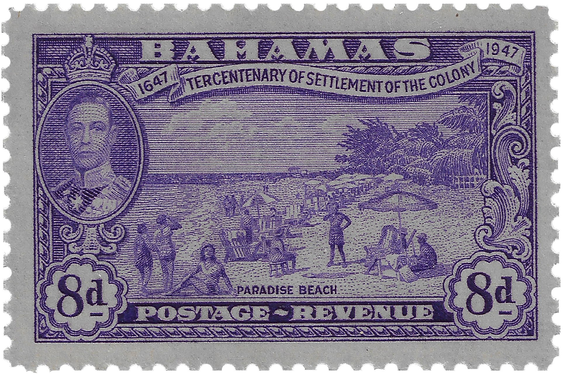 8d 1948, 1647 Tercentenary of Settlement of the Colony, Paradise Beach