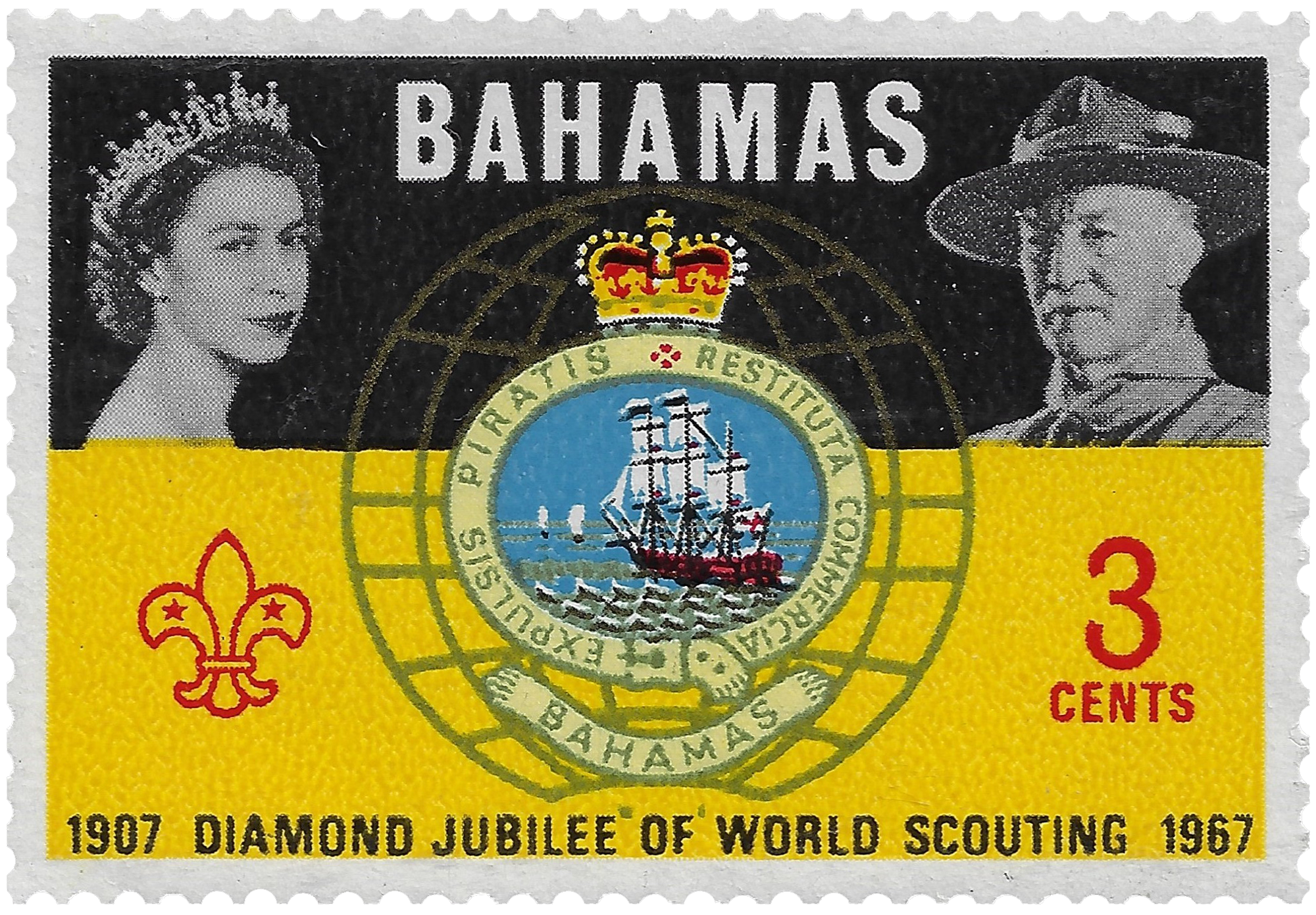 3c 1967, 1907 Diamond Jubilee of World Scouting 1967