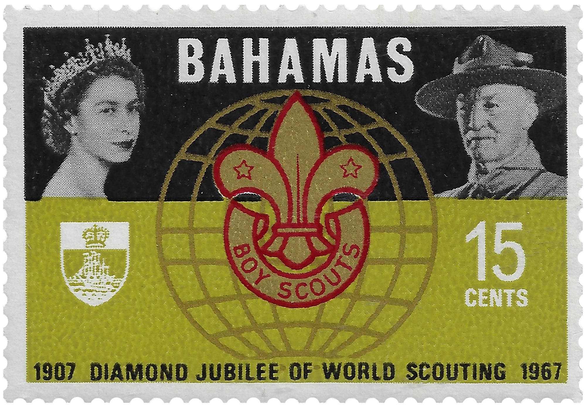 15c 1967, 1907 Diamond Jubilee of World Scouting 1967