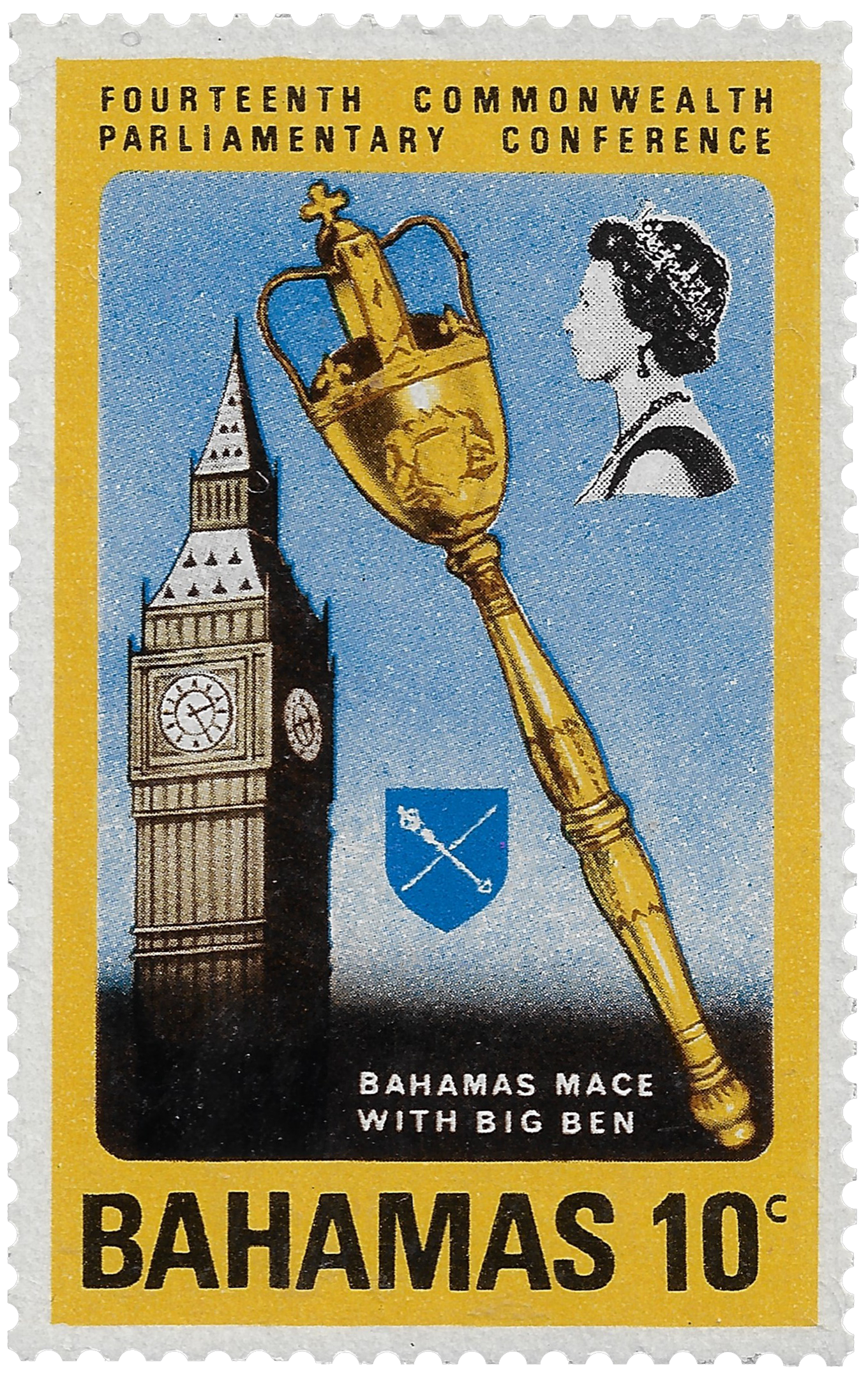 10c 1968, Fourteenth Commonwealth Parliamentary Conference, Bahamas Mace with Big Ben