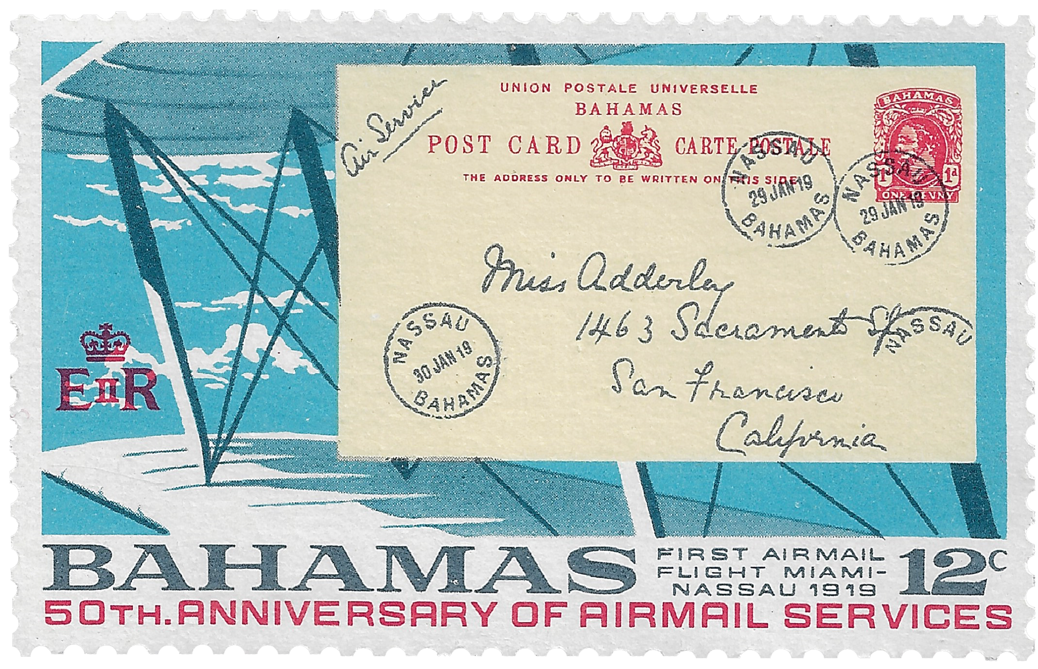 12c 1969, 50th Anniversary of Airmail Services