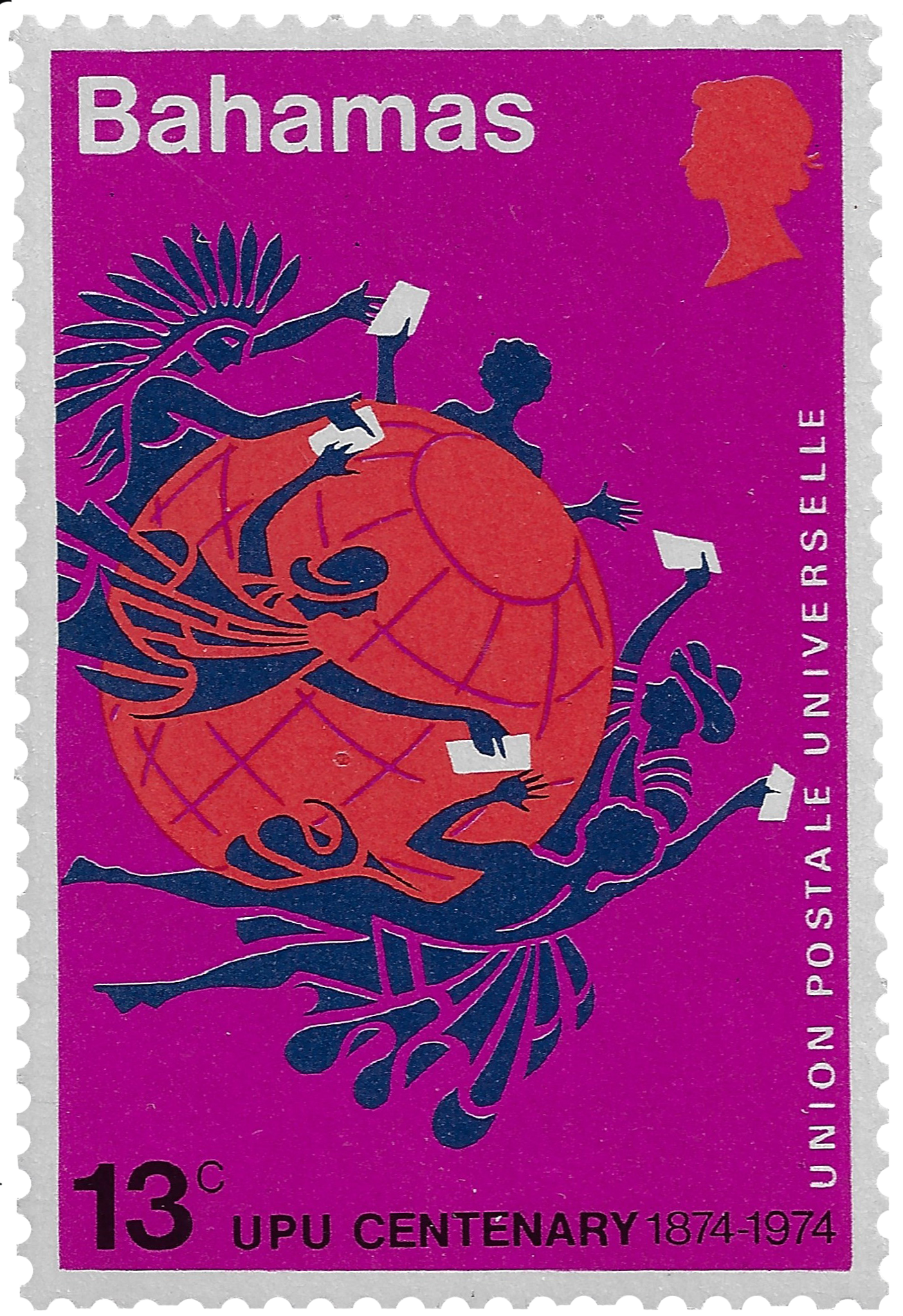 13c 1974, UPU Centenary 1874-1974, Union Postale Universelle