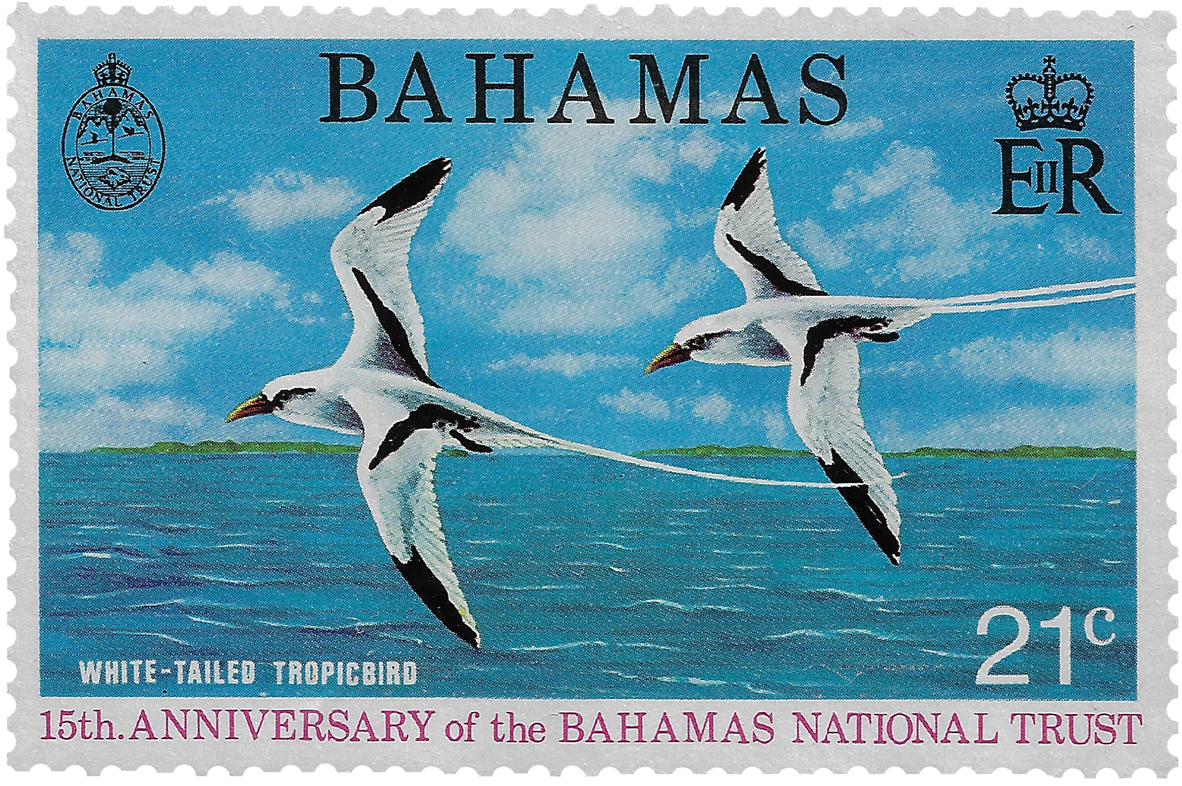 21c 1974, White-Tailed Tropicbird, 15th Anniversary of the Bahamas National Trust