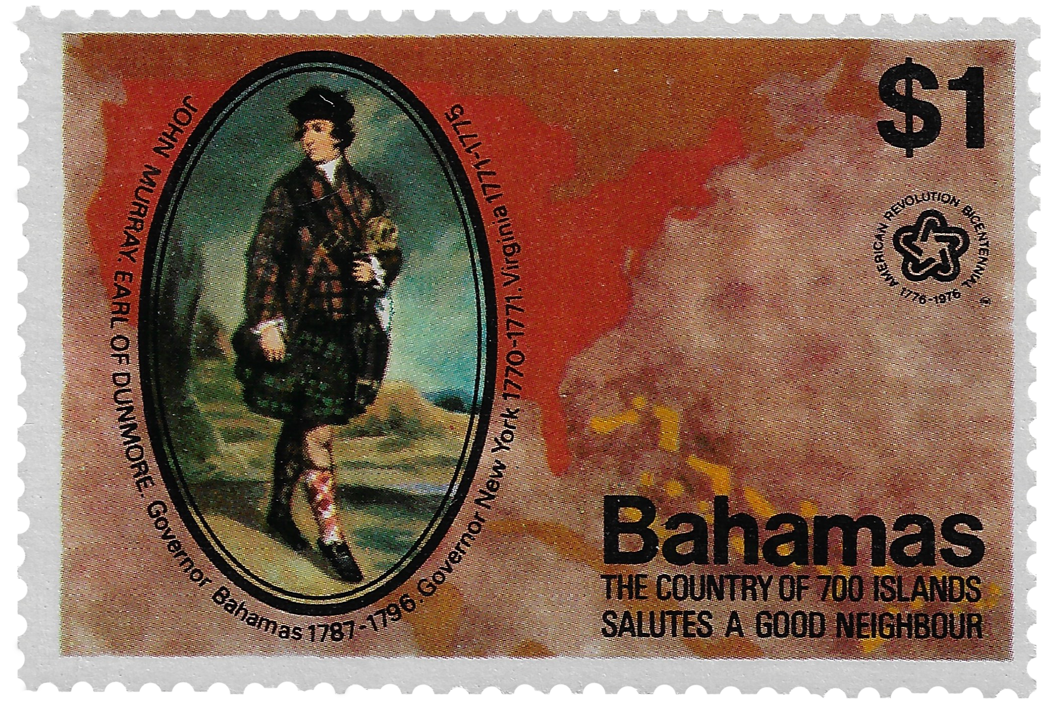 1d 1976, Bahamas, Bicentennial Revolution, United States of America 1776-1977, John Murray
