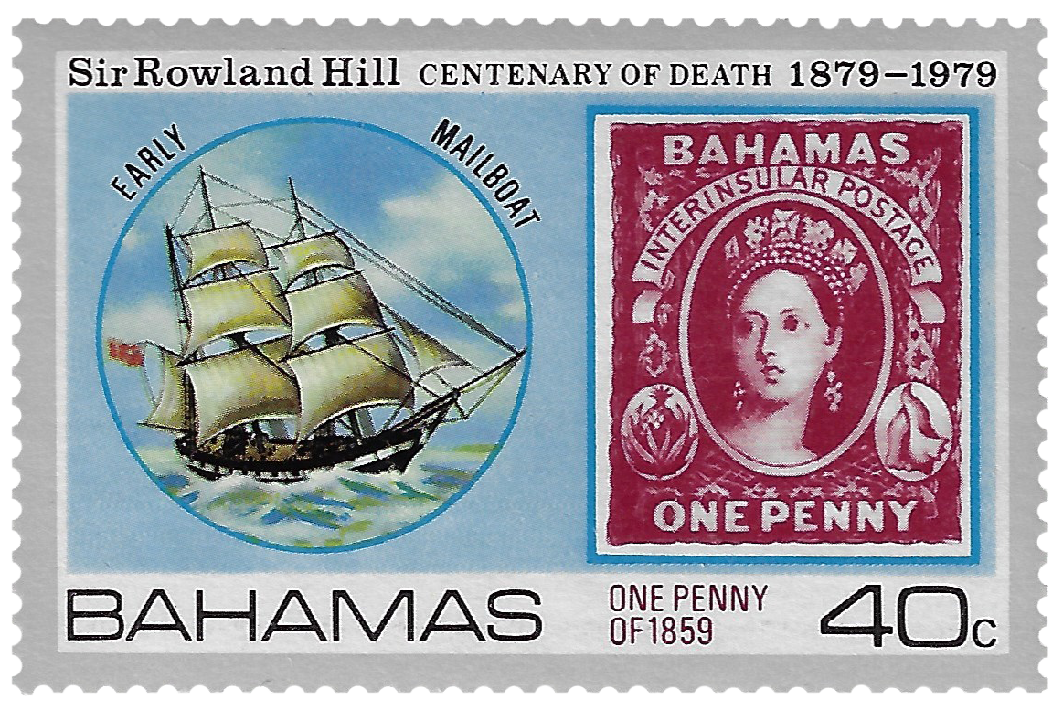 40c 1979, Sir Rowland Hill, Centenary of Death 1879-1979, Early Mailboat, One Penny of 1859