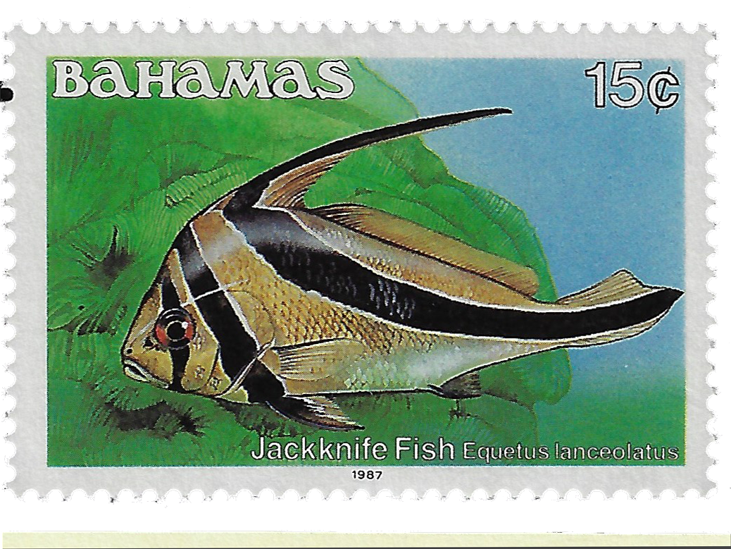 15c 1986-87, Jackknife Fish, Equetus lanceolatus