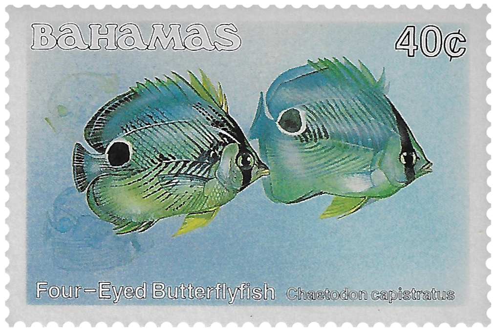 40c 1986-87, Four-Eyed Butterflyfish, Chaetodon capistratus